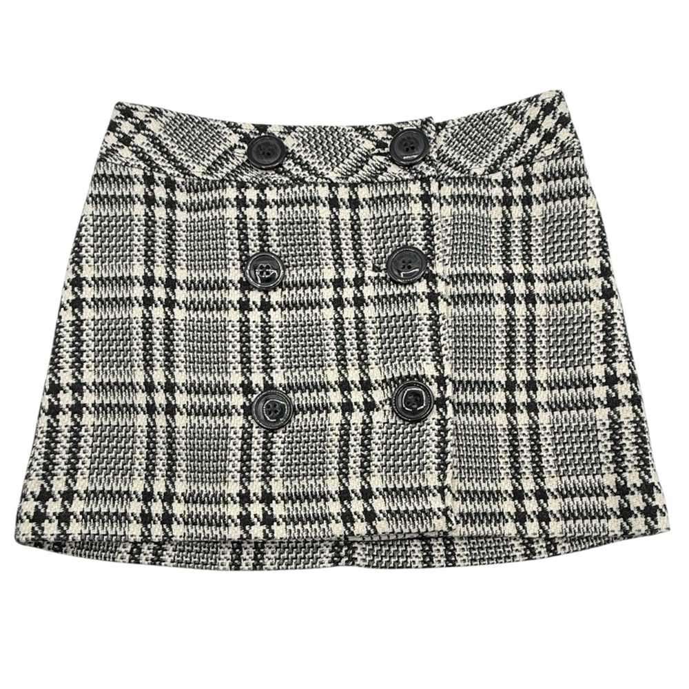 Express Design Studio Women’s Black White Plaid Houndstooth Mini‎ Skirt Size 8